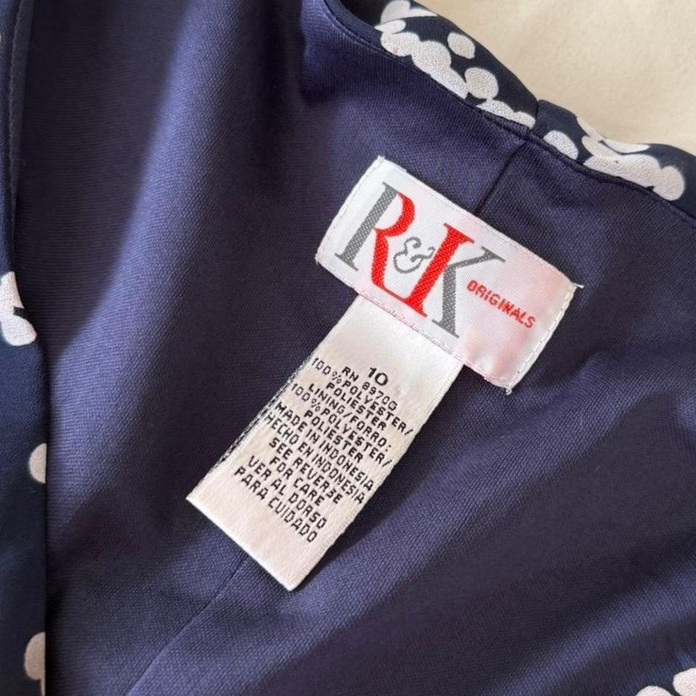 bleu polkadot midi dress y2k romantic R&K size 10 - Picture 6 of 6